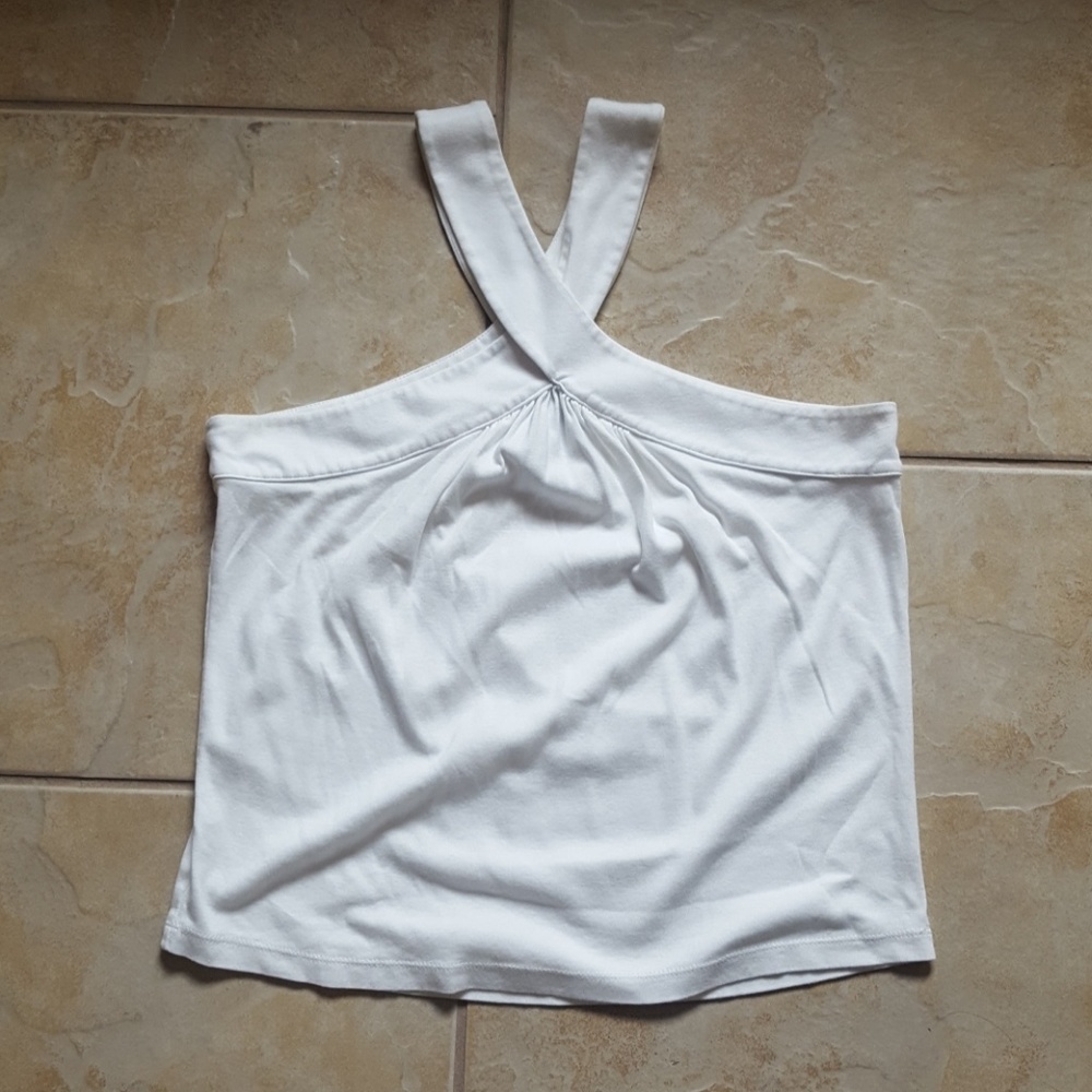 3/$10 White cotton criss cross top